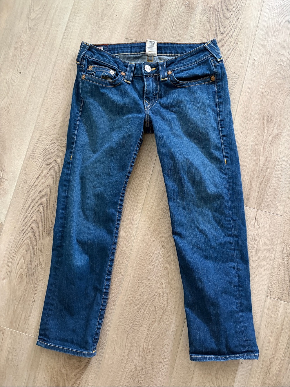 True Religion Women's Dark Blue Cropped Lizzy Jeans